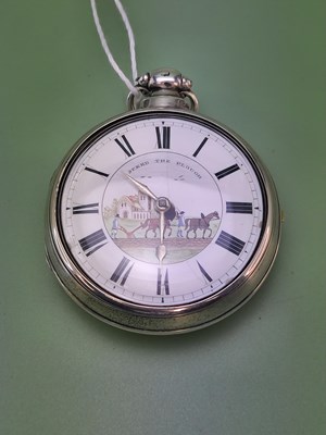 Lot 1340 - A silver pair cased fusee pocket watch by...
