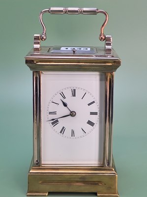 Lot 1343 - A French carriage clock striking and repeating...