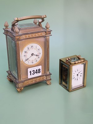 Lot 1348 - A French carriage timepiece, the back plate...