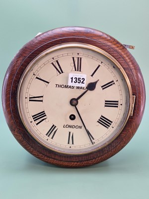 Lot 1352 - An oak cased fusee wall timepiece, the...