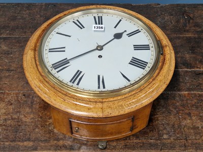 Lot 1356 - A 19th century oak cased fusee wall timepiece...