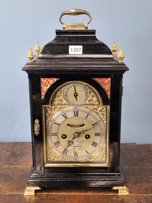 Lot 1357 - An 18th century ebony cased mantle clock...