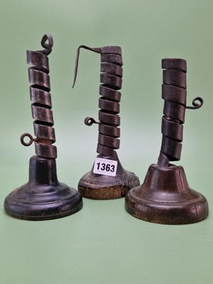 Lot 1363 - Three 18th century 'Rat de Cave' wrought iron...