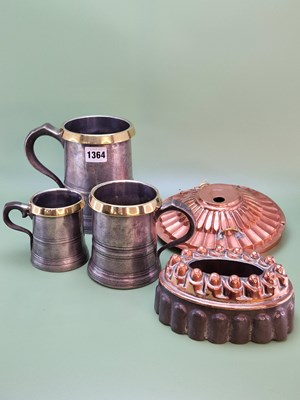 Lot 1364 - A copper and tin crown mould, two copper crown...