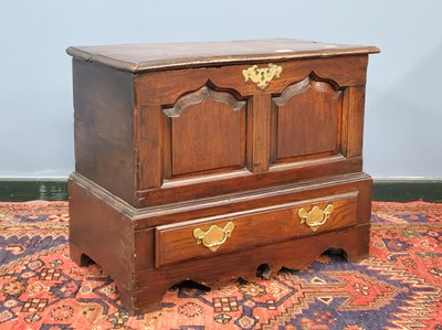 Lot 1367 - An 18th century oak miniature mule chest, the...