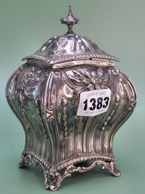 Lot 1383 - A silver bombe shaped tea caddy and cover by...