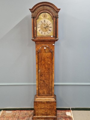 Lot 1395 - An 18th century walnut long cased clock, the...