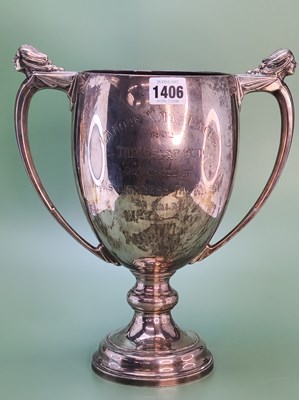 Lot 1406 - A silver two handled trophy cup by Adie Bros,...
