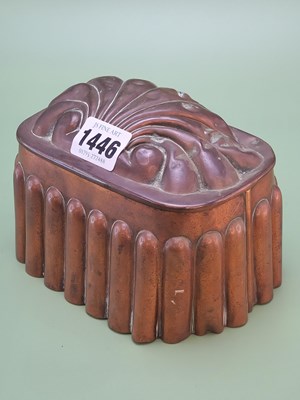 Lot 1446 - A copper rounded rectangular mould with...