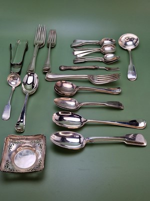 Lot 1453 - A part service of silver rattail pattern...