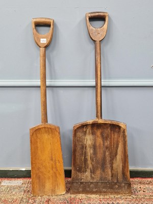 Lot 1454 - Two wooden malt shovels