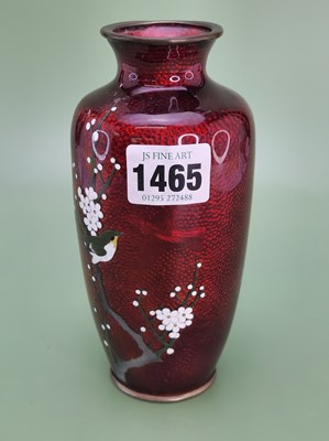 Lot 1465 - A Japanese cloisonne vase worked with a bird...