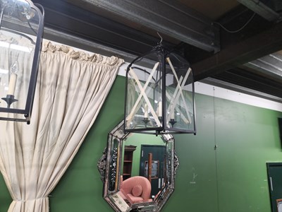 Lot 5 - Five wrought iron style painted metal chandeliers