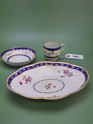 Lot 1481 - A Duesbury Derby oval dish painted with three...