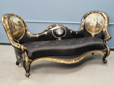 Lot 1493 - A 19th century black lacquered papier mache...