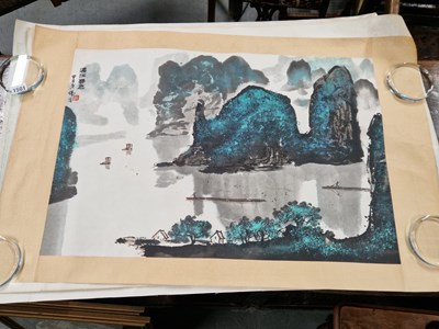 Lot 1501 - Four various Chinese unframed scroll pictures...