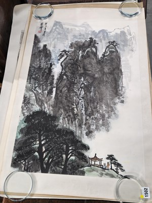 Lot 1502 - Four various Chinese unframed scrolls...