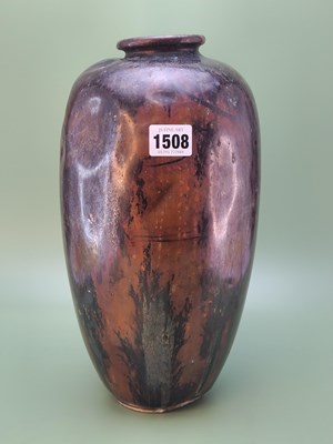 Lot 1508 - A WMF bronze ovoid vase with silvered...
