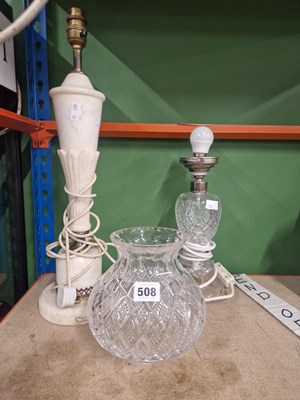 Lot 508 - A glass table lamp and thistle shaped shade...