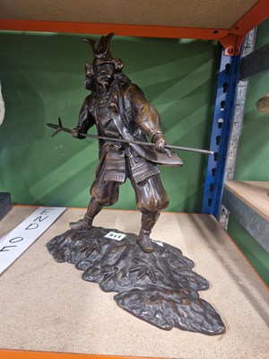 Lot 511 - A bronze figure of a Japanese warrior with a...
