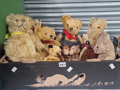 Lot 527 - Eight teddy bears together with two soft toy...