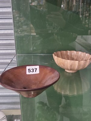 Lot 537 - A Chinese brown glazed bowl together with a...