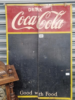 Lot 565 - A painted metal Coca Cola menu panel