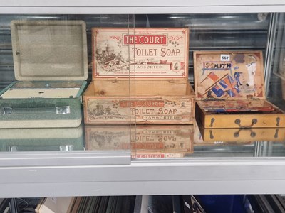 Lot 567 - A paint box, a Court Toilet Soap box together...