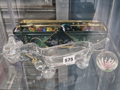Lot 575 - A glass dachshund flower trough, two...