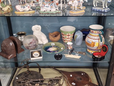 Lot 581 - A Moorcroft plate, various vases, a pair of...