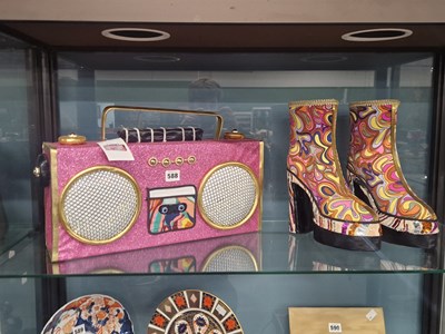 Lot 588 - A pair of pyshcedelic platform boots together...