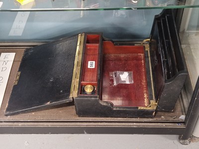 Lot 593 - A Victorian black leather mounted writing...