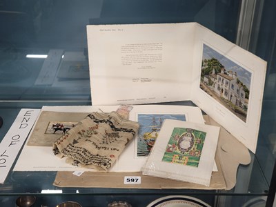 Lot 597 - A Stevengraph , two other woven silk cards...