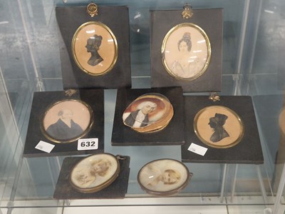 Lot 632 - A collection of portrait miniatures and...