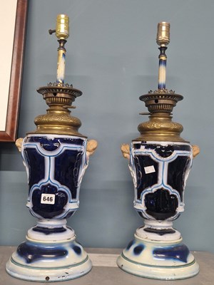 Lot 646 - A pair of Paris porcelain royal blue ground...