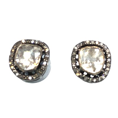Lot 1034 - A pair of stud earrings with Polki diamonds...