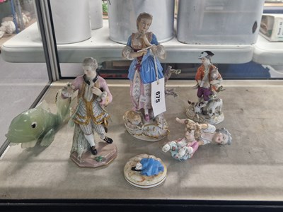 Lot 675 - Three various Meissen figures