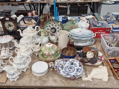 Lot 712 - A pair of oriental rooster figures, Victorian...