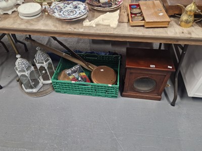 Lot 714 - A pair of candle lanterns, a sieve, a copper...