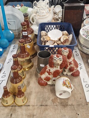 Lot 723 - Seven Bell's whisky bottles, sea shells, a...