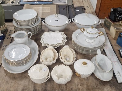 Lot 735 - A Bavarian gilt rimmed white porcelain dinner...