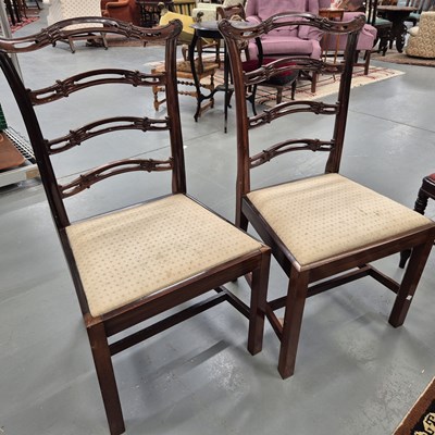 Lot 11 - A set of six Georgian-style mahogany pierced...