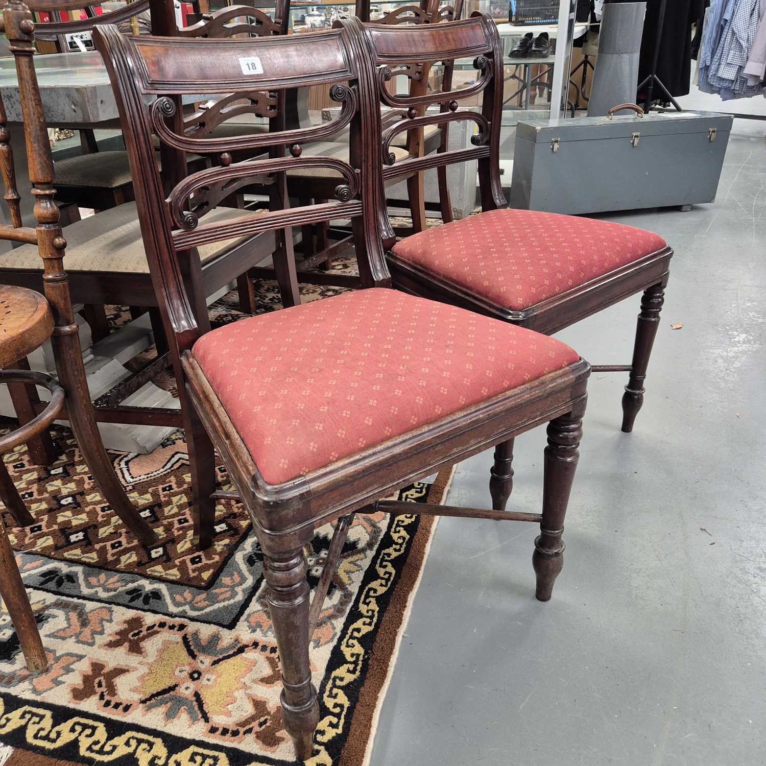 Lot 18 - A pair of Georgian mahogany side chairs