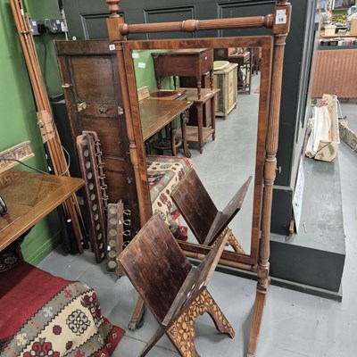 Lot 19 - A Regency period cheval mirror. H 157 W 67 D 58cm