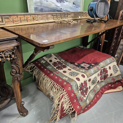 Lot 22 - A wall-mounted fold-out hall table. H 82 W 145...