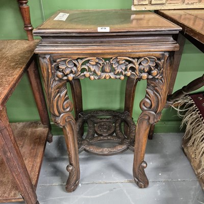 Lot 25 - An oriental hardwood stand. H 75 W 41 D 41cm