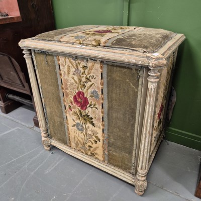 Lot 31 - A 19th century log box with needlepoint panels....