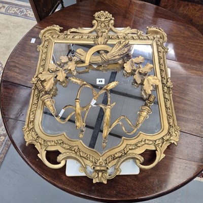 Lot 49 - A 19th century gilt wall mirror.