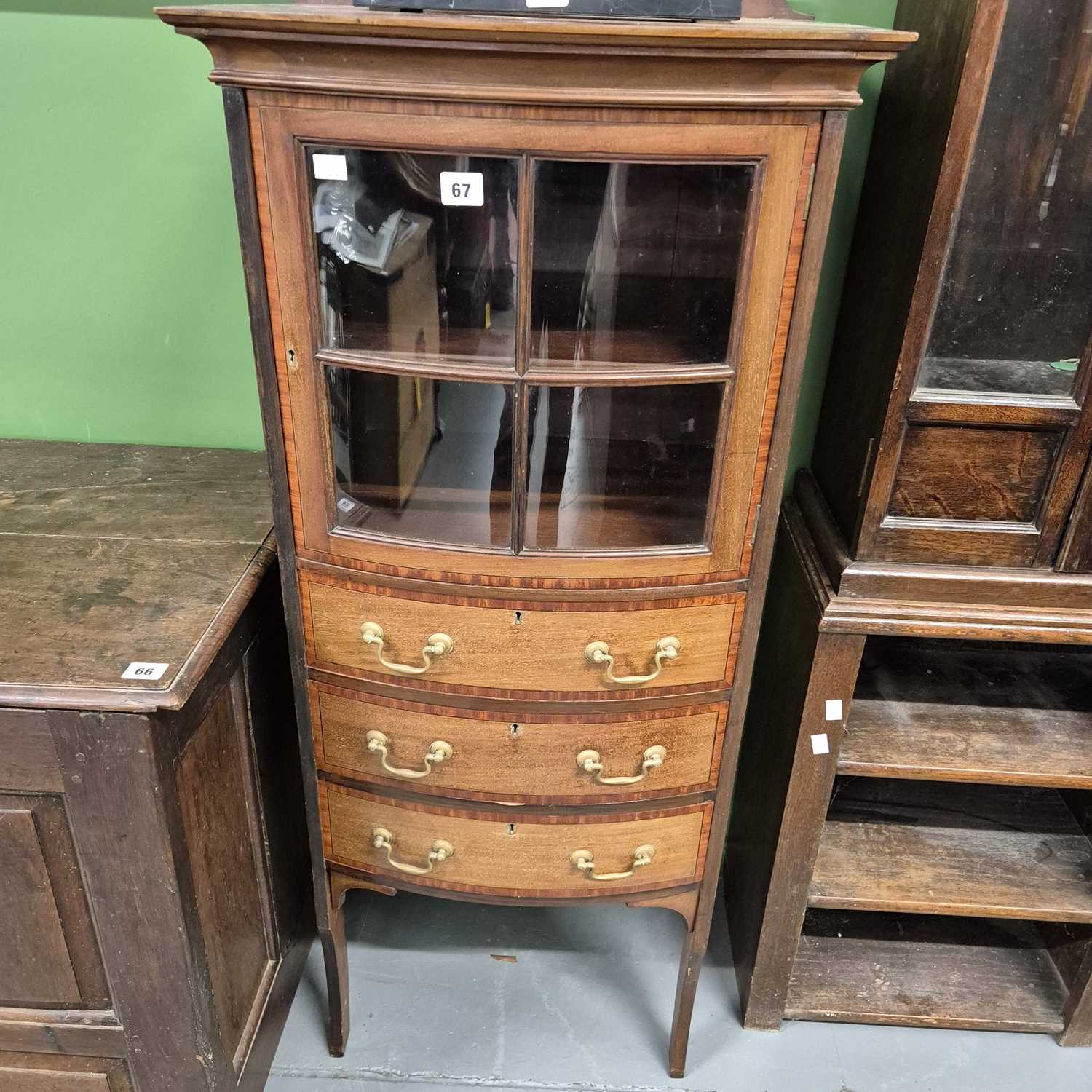 Lot 67 - An Edwardian music cabinet. H 123 W 52 D 42cm.