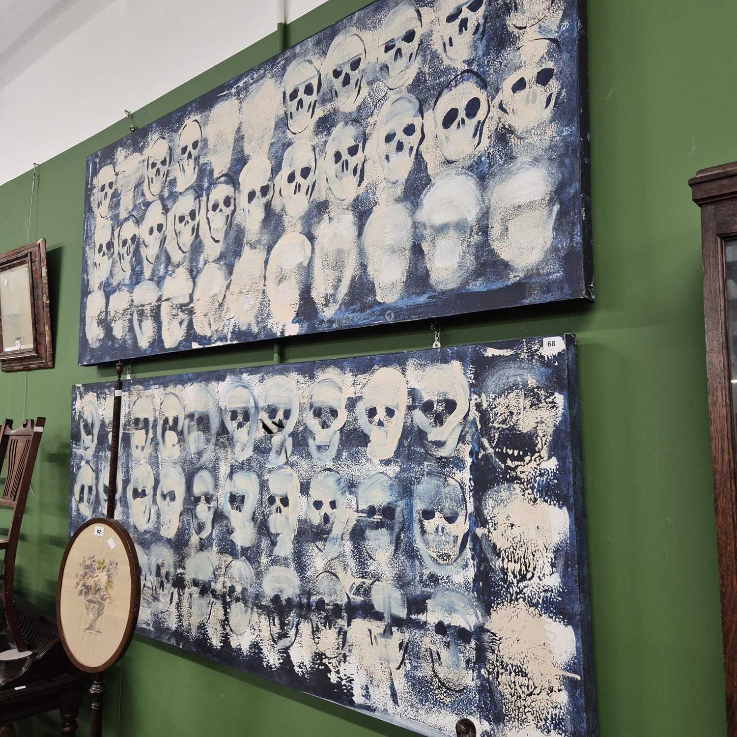 Lot 68 - A pair of large oil on canvas modern art works....